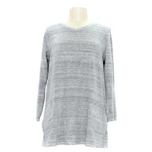 Pure Jill V-Neck Long Sleeve Velour Pullover Tunic Top